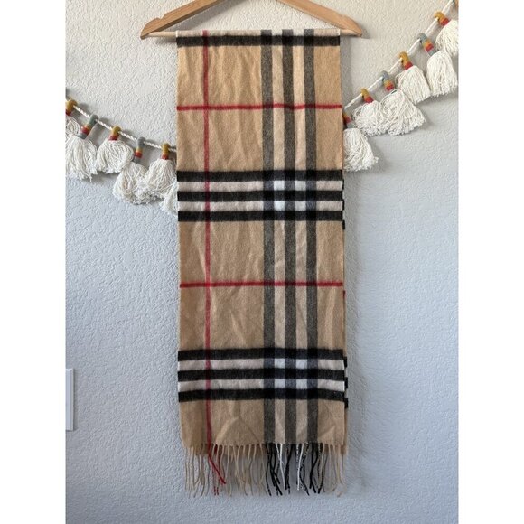 Burberry Fringed Checkered 100% Cashmere Scarf Unisex Designer Classic Timeless - Picture 6 of 7